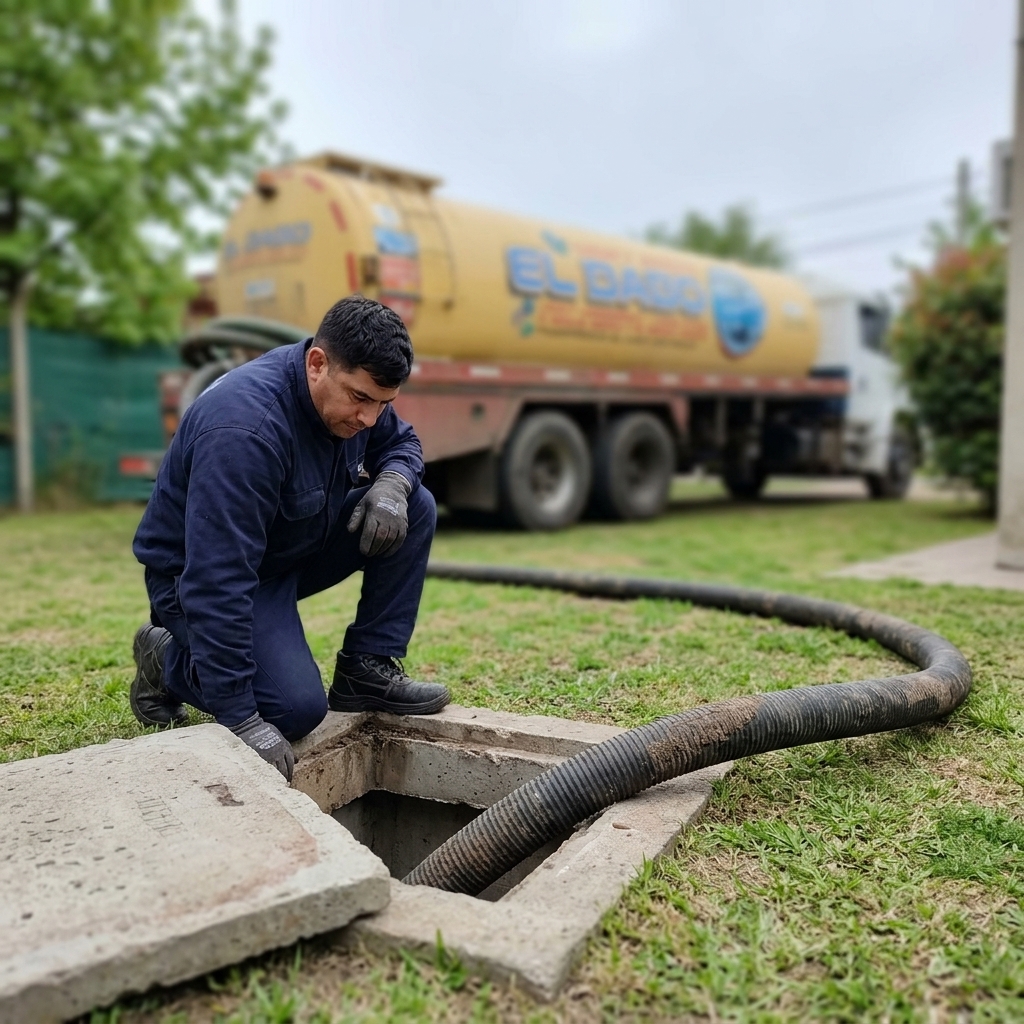 Servicio de limpieza de cámara séptica con camión atmosférico El Dado en el Gran Buenos Aires.